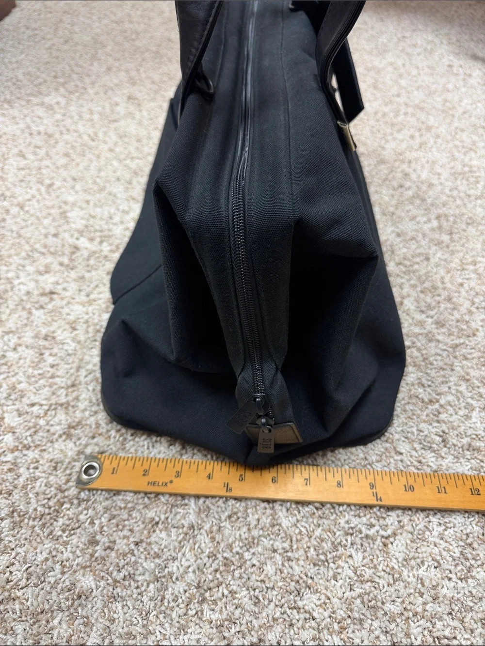 BEIS Black Travel Duffel with Leather Trim